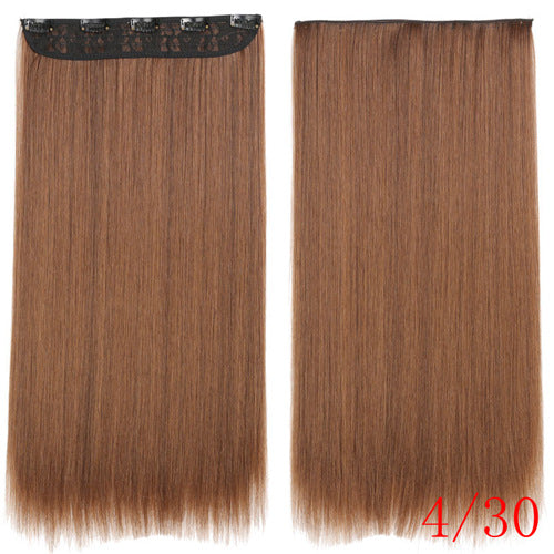 MISS WIG Blonde Synthetic Clip in Hair Extension 55cm Long Straight 5 Clip Hairpiece Heat Resistant Black Brown Color