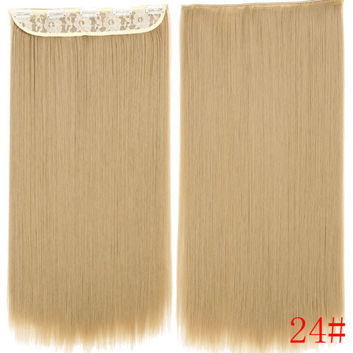 MISS WIG Blonde Synthetic Clip in Hair Extension 55cm Long Straight 5 Clip Hairpiece Heat Resistant Black Brown Color