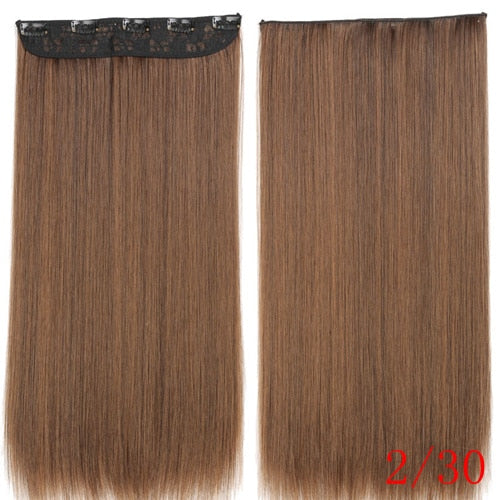 MISS WIG Blonde Synthetic Clip in Hair Extension 55cm Long Straight 5 Clip Hairpiece Heat Resistant Black Brown Color