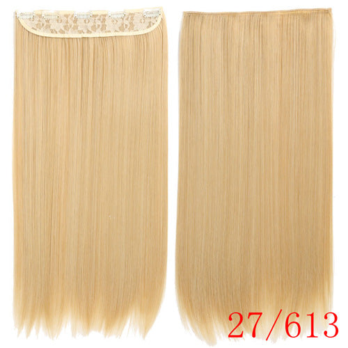 MISS WIG Blonde Synthetic Clip in Hair Extension 55cm Long Straight 5 Clip Hairpiece Heat Resistant Black Brown Color