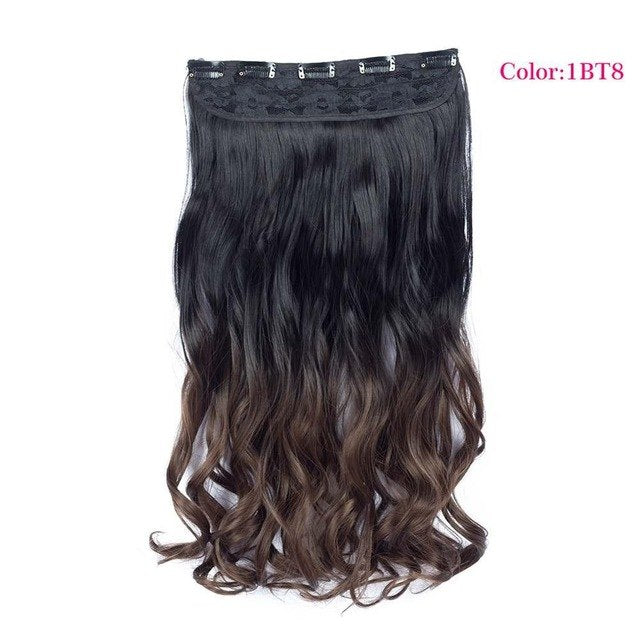 Valen Wigs Synthetic Heat Resistant 22" Ombre Wigs Chocolate Brown to Blonde Women Wavy Hair One Piece Clip in Hair Extensions