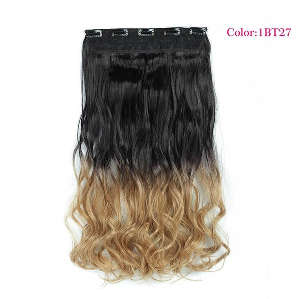 Valen Wigs Synthetic Heat Resistant 22" Ombre Wigs Chocolate Brown to Blonde Women Wavy Hair One Piece Clip in Hair Extensions