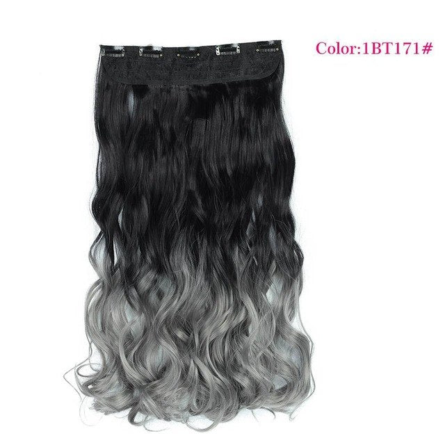 Valen Wigs Synthetic Heat Resistant 22" Ombre Wigs Chocolate Brown to Blonde Women Wavy Hair One Piece Clip in Hair Extensions