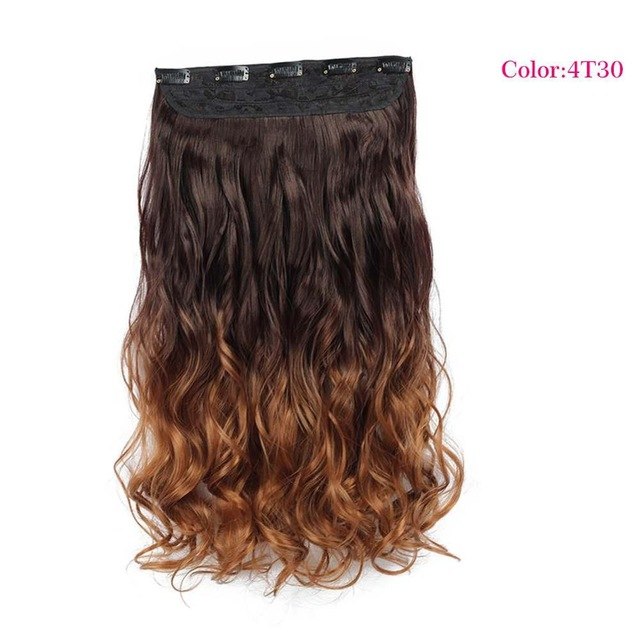 Valen Wigs Synthetic Heat Resistant 22" Ombre Wigs Chocolate Brown to Blonde Women Wavy Hair One Piece Clip in Hair Extensions