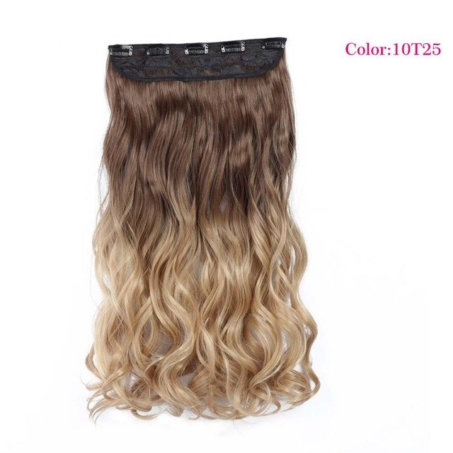 Valen Wigs Synthetic Heat Resistant 22" Ombre Wigs Chocolate Brown to Blonde Women Wavy Hair One Piece Clip in Hair Extensions