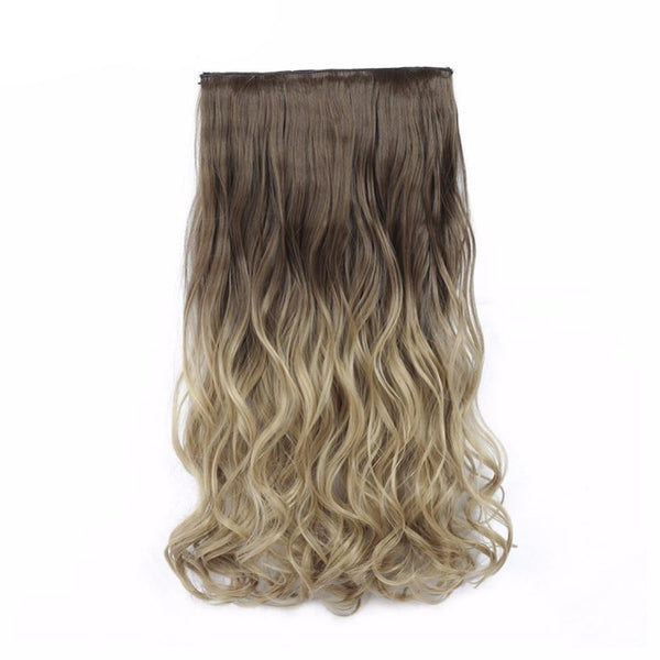 Valen Wigs Synthetic Hair Pieces Clip In Hair Extensions One Piece Clip Hair Extension Clip False Omber Hair Body Wavy Style 22"