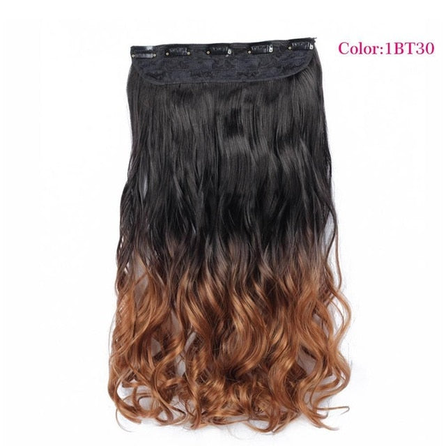 Valen Wigs Synthetic Hair Pieces Clip In Hair Extensions One Piece Clip Hair Extension Clip False Omber Hair Body Wavy Style 22"