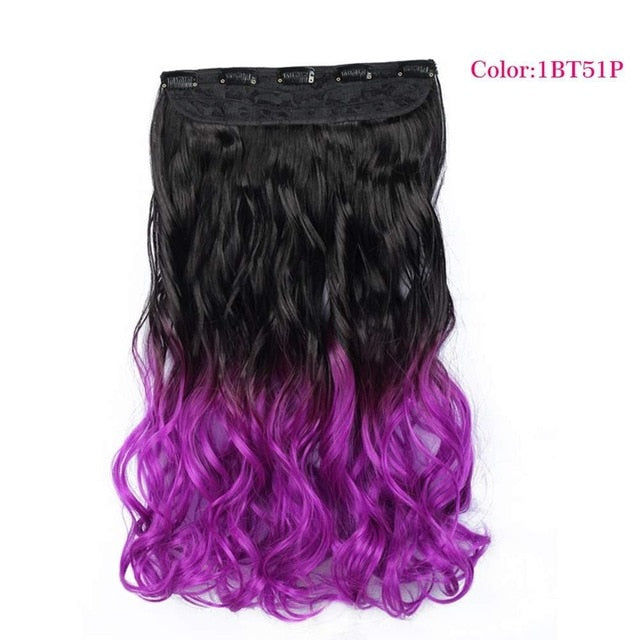 Valen Wigs Synthetic Hair Pieces Clip In Hair Extensions One Piece Clip Hair Extension Clip False Omber Hair Body Wavy Style 22"