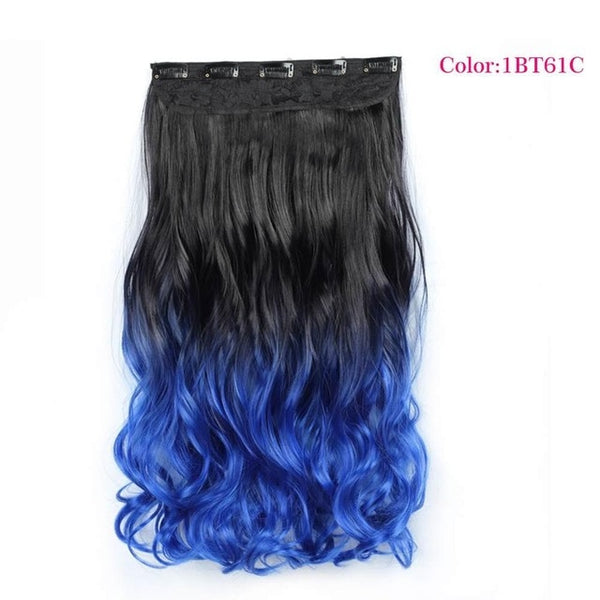 Valen Wigs Synthetic Hair Pieces Clip In Hair Extensions One Piece Clip Hair Extension Clip False Omber Hair Body Wavy Style 22"