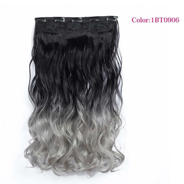 Valen Wigs Synthetic Hair Pieces Clip In Hair Extensions One Piece Clip Hair Extension Clip False Omber Hair Body Wavy Style 22"