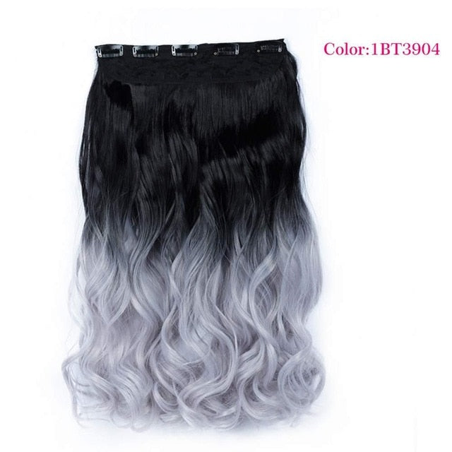 Valen Wigs Synthetic Hair Pieces Clip In Hair Extensions One Piece Clip Hair Extension Clip False Omber Hair Body Wavy Style 22"