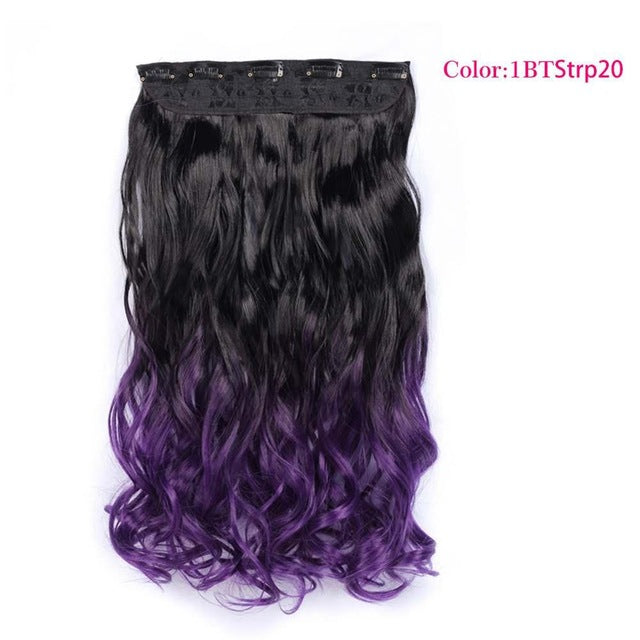 Valen Wigs Synthetic Hair Pieces Clip In Hair Extensions One Piece Clip Hair Extension Clip False Omber Hair Body Wavy Style 22"