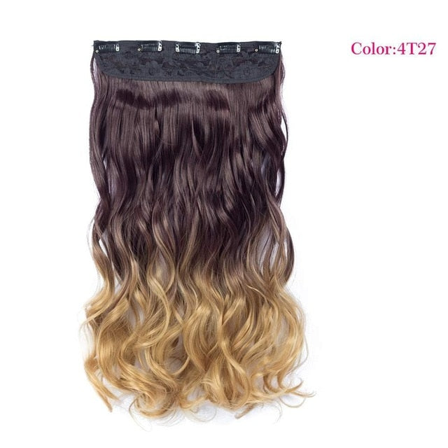 Valen Wigs Synthetic Hair Pieces Clip In Hair Extensions One Piece Clip Hair Extension Clip False Omber Hair Body Wavy Style 22"