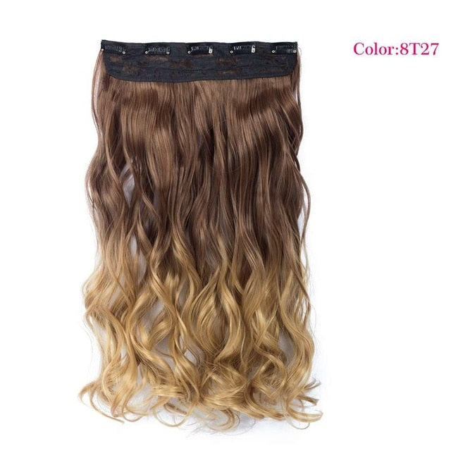 Valen Wigs Synthetic Hair Pieces Clip In Hair Extensions One Piece Clip Hair Extension Clip False Omber Hair Body Wavy Style 22"