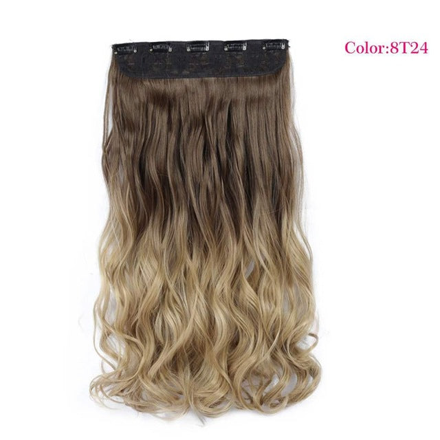 Valen Wigs Synthetic Hair Pieces Clip In Hair Extensions One Piece Clip Hair Extension Clip False Omber Hair Body Wavy Style 22"