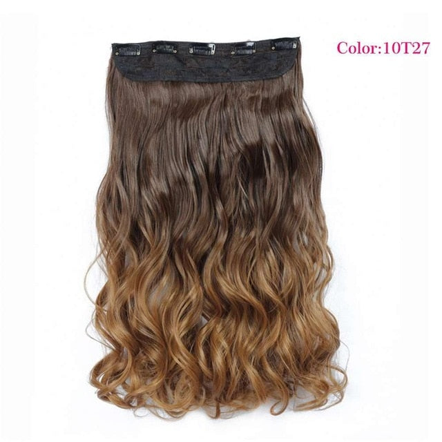 Valen Wigs Synthetic Hair Pieces Clip In Hair Extensions One Piece Clip Hair Extension Clip False Omber Hair Body Wavy Style 22"
