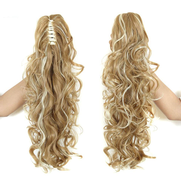 AOSI WIG Hair 22'' Long Curly Ponytail Synthetic Women Claw on Ponytail Clip in Pony Tail Hair Extensions Curly Style Hairpiece