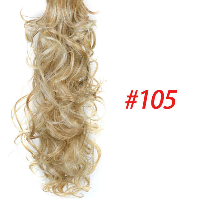 AOSI WIG Hair 22'' Long Curly Ponytail Synthetic Women Claw on Ponytail Clip in Pony Tail Hair Extensions Curly Style Hairpiece