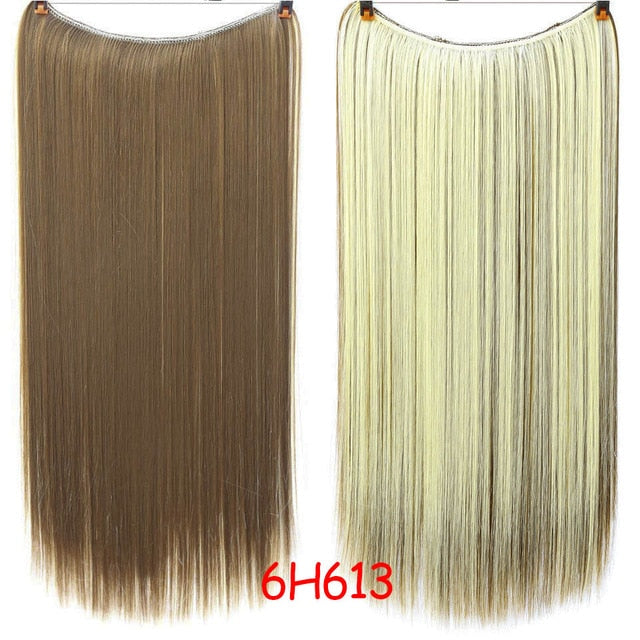 JINKAILI WIG Long Synthetic Hair Extensions Secret Fish Line Hairpieces Silky Straight real natural Synthetic