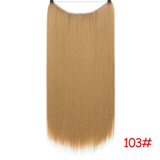 JINKAILI WIG Long Synthetic Hair Extensions Secret Fish Line Hairpieces Silky Straight real natural Synthetic