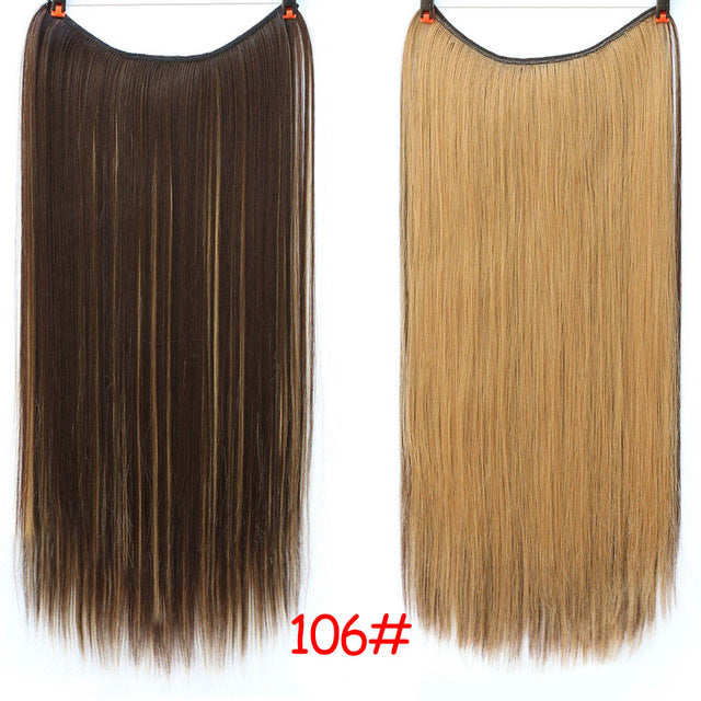 JINKAILI WIG Long Synthetic Hair Extensions Secret Fish Line Hairpieces Silky Straight real natural Synthetic