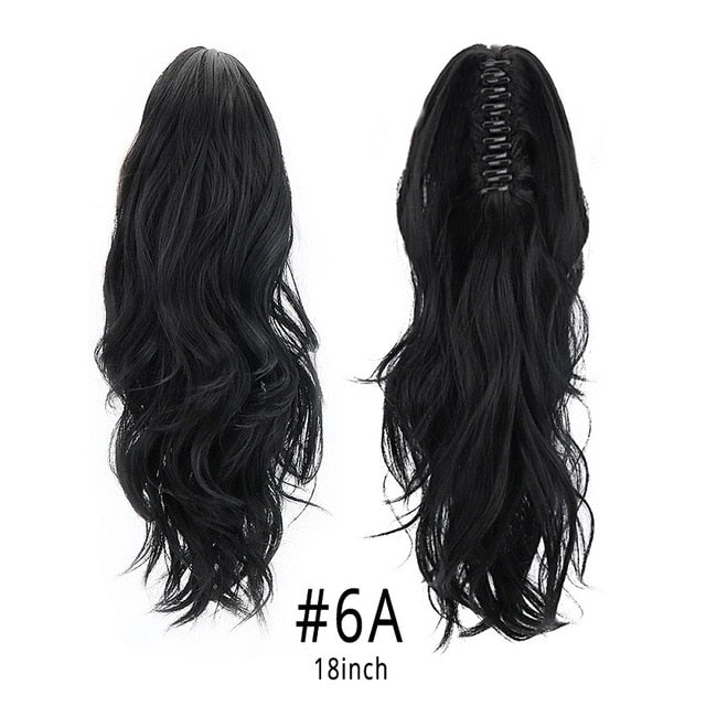 Synthetic Claw Ponytail Wig Hair Extensions Brown Blonde Wave Clip In Human Ponytail Hair Extensions Heat Resistant Hairpieces