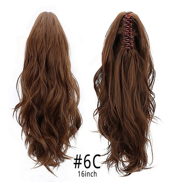 Synthetic Claw Ponytail Wig Hair Extensions Brown Blonde Wave Clip In Human Ponytail Hair Extensions Heat Resistant Hairpieces