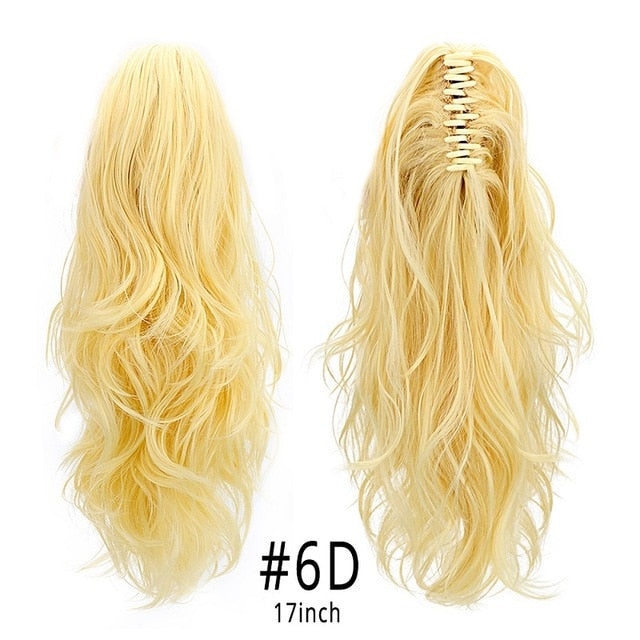 Synthetic Claw Ponytail Wig Hair Extensions Brown Blonde Wave Clip In Human Ponytail Hair Extensions Heat Resistant Hairpieces