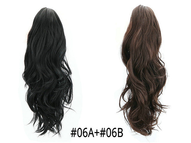 Synthetic Claw Ponytail Wig Hair Extensions Brown Blonde Wave Clip In Human Ponytail Hair Extensions Heat Resistant Hairpieces