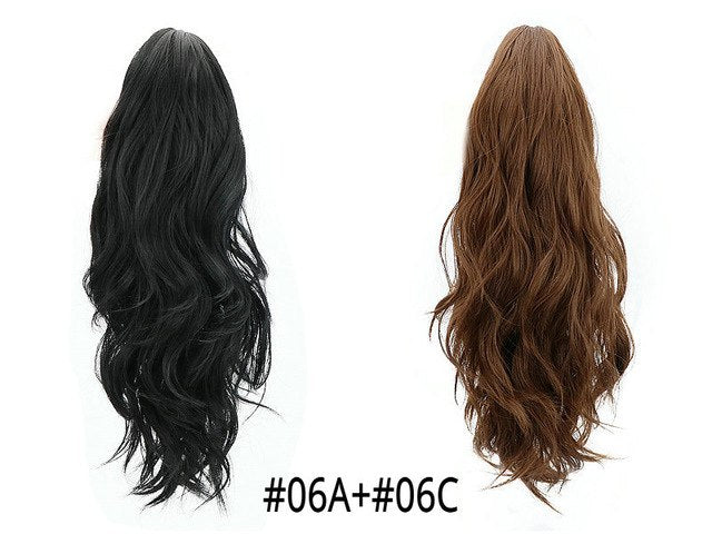 Synthetic Claw Ponytail Wig Hair Extensions Brown Blonde Wave Clip In Human Ponytail Hair Extensions Heat Resistant Hairpieces