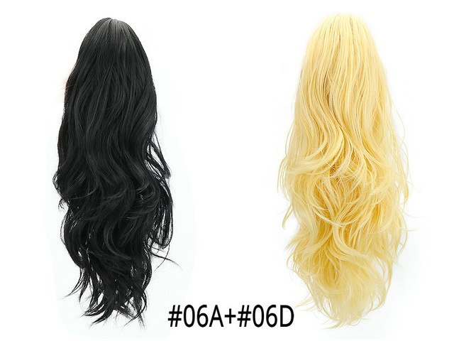 Synthetic Claw Ponytail Wig Hair Extensions Brown Blonde Wave Clip In Human Ponytail Hair Extensions Heat Resistant Hairpieces