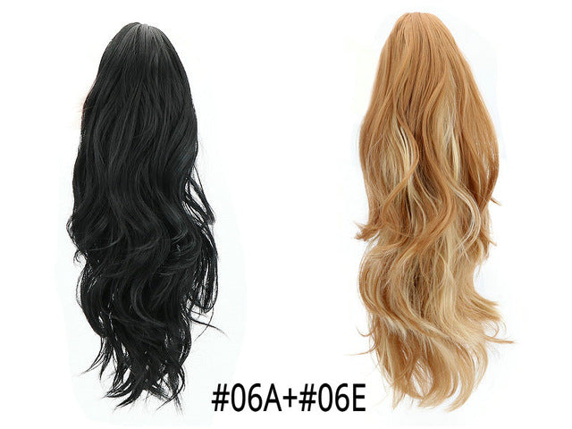 Synthetic Claw Ponytail Wig Hair Extensions Brown Blonde Wave Clip In Human Ponytail Hair Extensions Heat Resistant Hairpieces