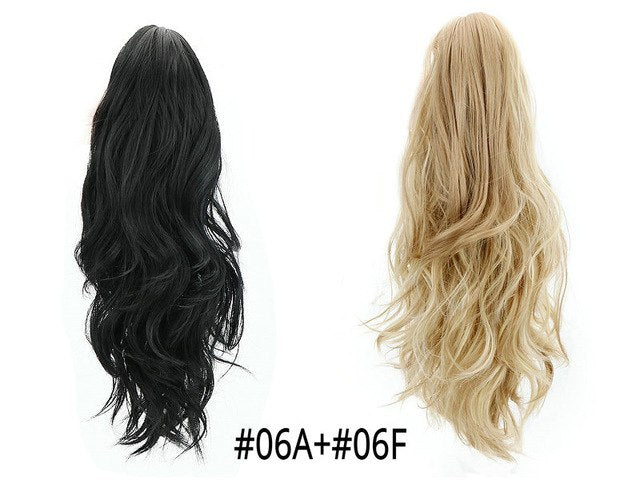 Synthetic Claw Ponytail Wig Hair Extensions Brown Blonde Wave Clip In Human Ponytail Hair Extensions Heat Resistant Hairpieces