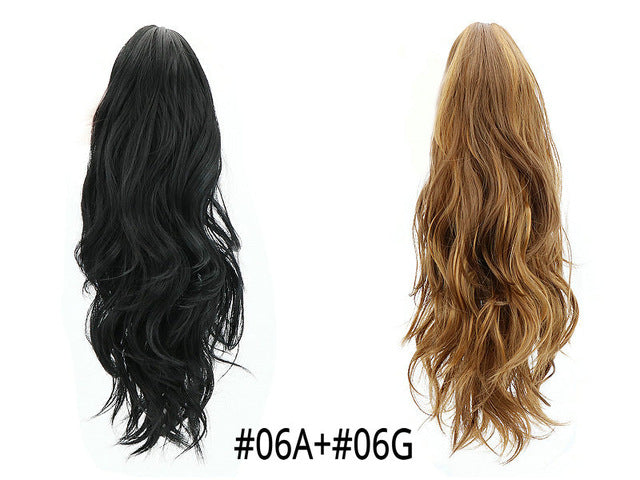 Synthetic Claw Ponytail Wig Hair Extensions Brown Blonde Wave Clip In Human Ponytail Hair Extensions Heat Resistant Hairpieces
