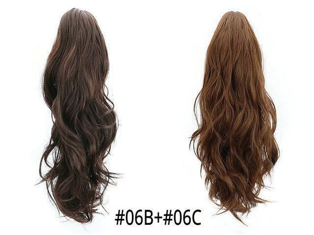 Synthetic Claw Ponytail Wig Hair Extensions Brown Blonde Wave Clip In Human Ponytail Hair Extensions Heat Resistant Hairpieces