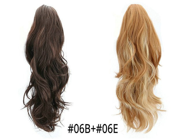 Synthetic Claw Ponytail Wig Hair Extensions Brown Blonde Wave Clip In Human Ponytail Hair Extensions Heat Resistant Hairpieces