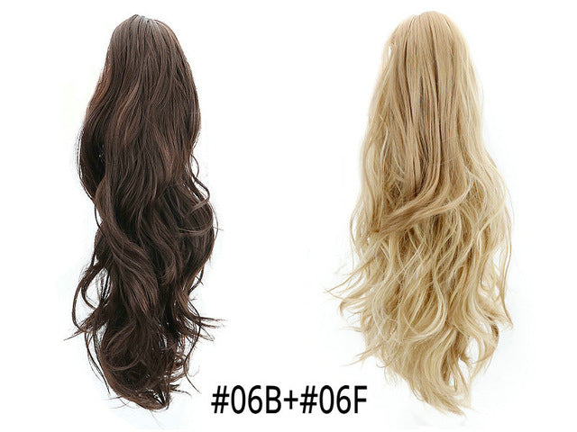 Synthetic Claw Ponytail Wig Hair Extensions Brown Blonde Wave Clip In Human Ponytail Hair Extensions Heat Resistant Hairpieces