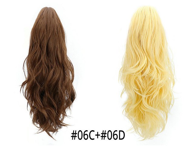 Synthetic Claw Ponytail Wig Hair Extensions Brown Blonde Wave Clip In Human Ponytail Hair Extensions Heat Resistant Hairpieces