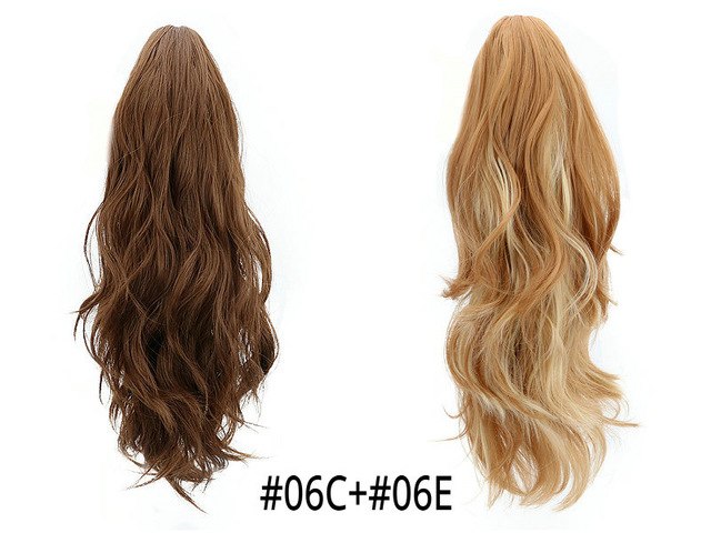 Synthetic Claw Ponytail Wig Hair Extensions Brown Blonde Wave Clip In Human Ponytail Hair Extensions Heat Resistant Hairpieces