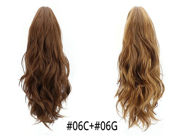 Synthetic Claw Ponytail Wig Hair Extensions Brown Blonde Wave Clip In Human Ponytail Hair Extensions Heat Resistant Hairpieces