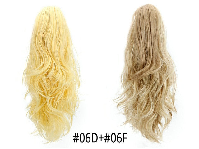 Synthetic Claw Ponytail Wig Hair Extensions Brown Blonde Wave Clip In Human Ponytail Hair Extensions Heat Resistant Hairpieces