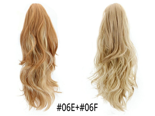 Synthetic Claw Ponytail Wig Hair Extensions Brown Blonde Wave Clip In Human Ponytail Hair Extensions Heat Resistant Hairpieces