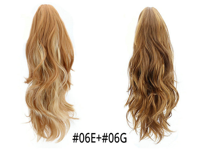 Synthetic Claw Ponytail Wig Hair Extensions Brown Blonde Wave Clip In Human Ponytail Hair Extensions Heat Resistant Hairpieces