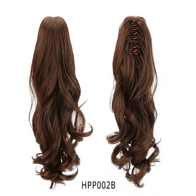 18" Synthetic Ponytail Wig Claw Clip On Ponytail Extensions Long Wave Clip In Human Hair Extensions Heat Resistant Hair Pieces