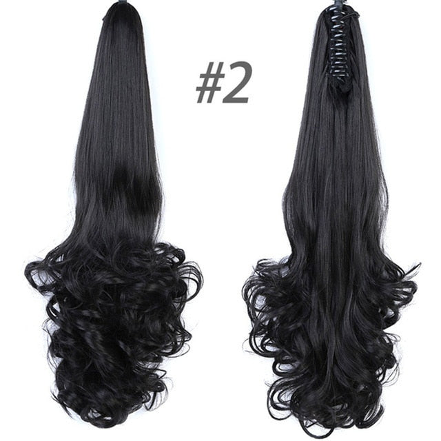 DIFEI Long Curly Hair Wigs Female Synthetic High Temperature Fiber Hair Extension Clips Ponytail Wig
