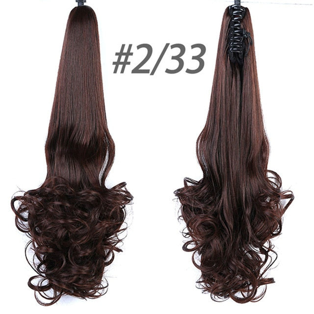 DIFEI Long Curly Hair Wigs Female Synthetic High Temperature Fiber Hair Extension Clips Ponytail Wig