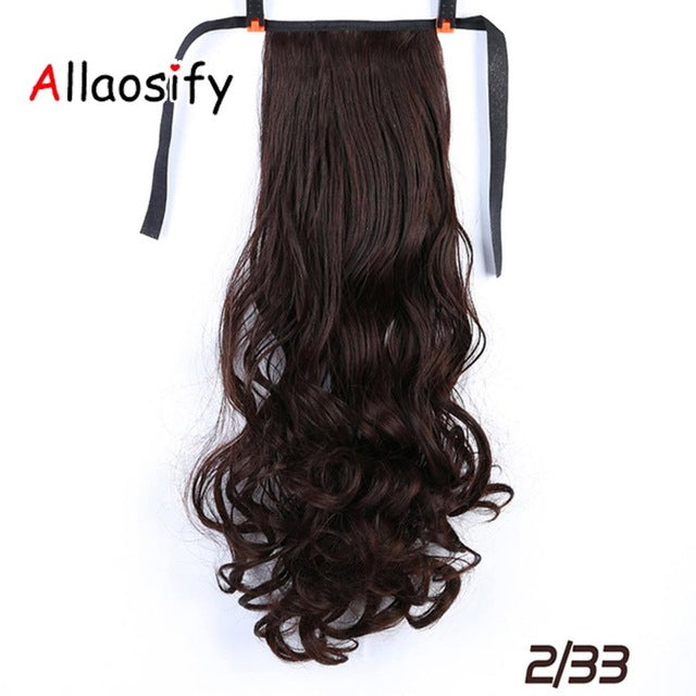 Allaosify Wavy Ponytail Hairpieces Heat Resistant Fake Hairstyles Long Wavy Flip Clip in Hair Extensions Hair Tail