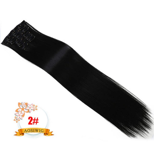 LIMPOPO 6Pcs/Set 24" Hairpiece 130g Straight 16 Clips In False Styling Hair Synthetic Clip In Hair Extensions Heat Resistant