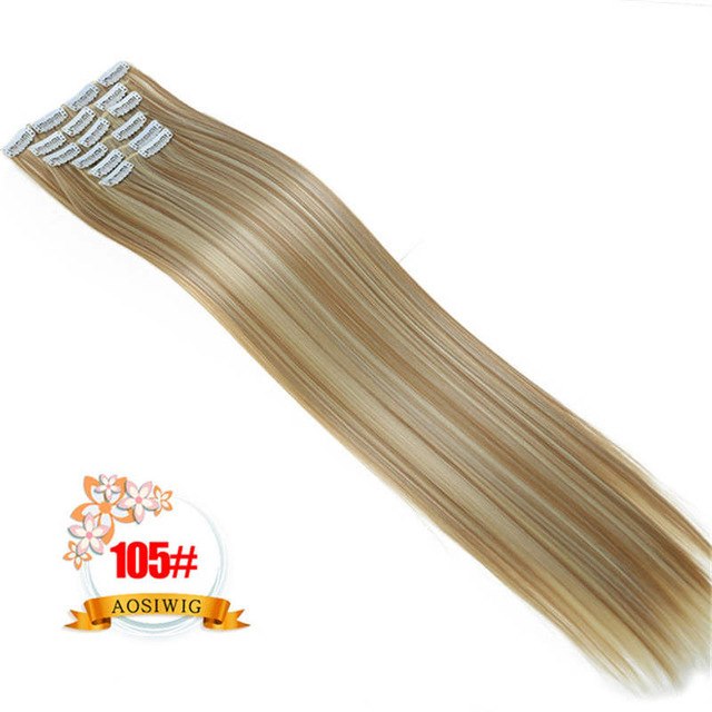 LIMPOPO 6Pcs/Set 24" Hairpiece 130g Straight 16 Clips In False Styling Hair Synthetic Clip In Hair Extensions Heat Resistant