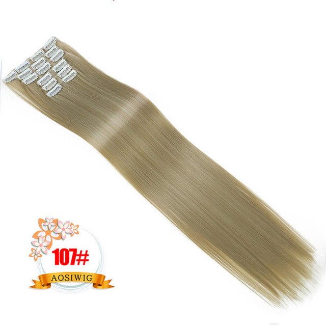 LIMPOPO 6Pcs/Set 24" Hairpiece 130g Straight 16 Clips In False Styling Hair Synthetic Clip In Hair Extensions Heat Resistant